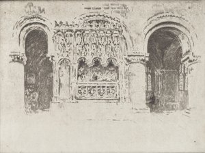Grundlæggerens grav, Saint Bartholomew den Stores kirke, 1903. af Joseph Pennell