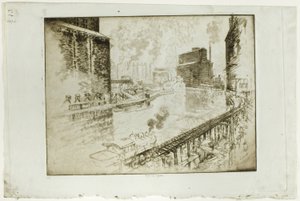 The Grain Elevators, Chicago af Joseph Pennell