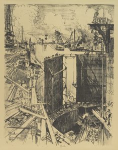 The Guard Gate, Gatun Lock, 1912 af Joseph Pennell