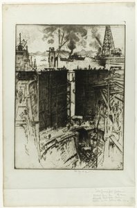 Vagtporten, Gatun Lock, Panama af Joseph Pennell