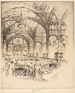 The Hall of Iron, Pennsylvania Station, New York af Joseph Pennell