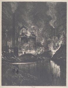 Ildsøen, Charleroi, 1911. af Joseph Pennell