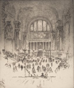 The Marble Hall, Pennsylvania Station, New York, 1919. af Joseph Pennell