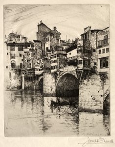 Ponte Vecchio, 1883. af Joseph Pennell