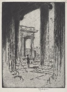 Portico, British Museum af Joseph Pennell