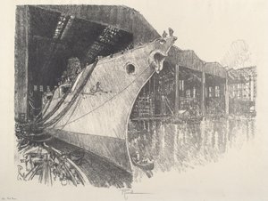 Stævnen, 1917. af Joseph Pennell