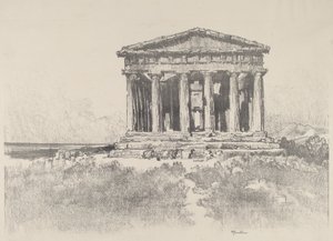 Templet ved havet, Temple of Concord, Girgenti, 1913. af Joseph Pennell
