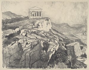 Concordia-templet på muren, Girgenti af Joseph Pennell