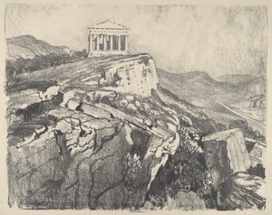 The Temple of Concord on the Wall, Girgenti, 1913. af Joseph Pennell