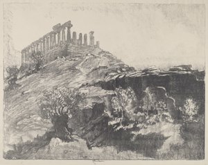 The Temple of Concord on the Wall, Girgenti, 1913. af Joseph Pennell