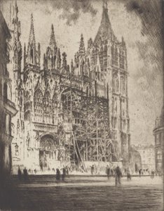 Vestfronten, Rouen-katedralen, 1907. af Joseph Pennell