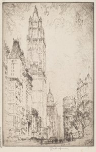 Woolworth-bygningen, 1915. af Joseph Pennell