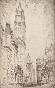Woolworth-bygningen, 1915. af Joseph Pennell
