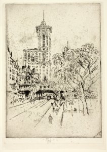 Times Building og 42nd Street af Joseph Pennell
