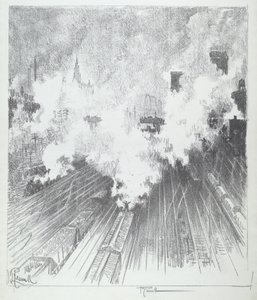 Train Yard, St. Louis, 1919. af Joseph Pennell