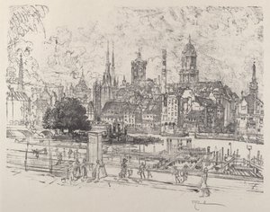 Udsigt på Spree, Berlin af Joseph Pennell
