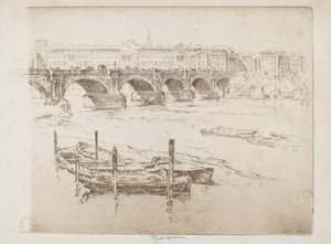 Waterloo Bridge og Somerset House af Joseph Pennell