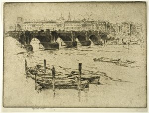 Waterloo Bridge og Somerset House af Joseph Pennell