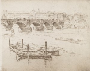 Waterloo Bridge og Somerset House, 1905. af Joseph Pennell