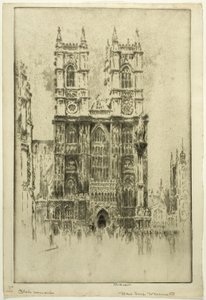 Vestfronten, Westminster Abbey af Joseph Pennell