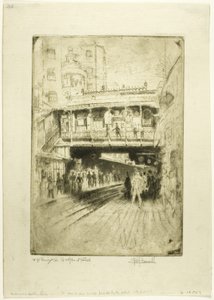 Westminster Bridge Station af Joseph Pennell