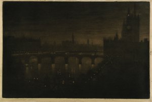 Westminster om natten - fra mit ateliervindue af Joseph Pennell