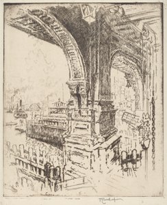 Inden for færgen, Cortlandt Street, New York af Joseph Pennell