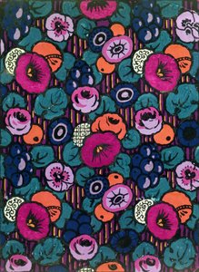 Design til et trykt tekstil af Joseph Percy Bilbie (1879-1949), ca. 1920 (kropsfarve) af Joseph Percy Bilbie