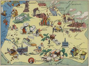 Flandern, Artois, Picardiet (farvelitografi) af Joseph Porphyre Pinchon