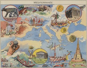 Mediterranee (farvelitografi) af Joseph Porphyre Pinchon