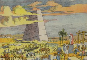 Babelstårnet (farvelitografi) af Joseph Porphyre Pinchon