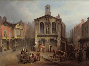 The Old Moot Hall, Leeds, ca. 1825 (olie på lærred) af Joseph Rhodes