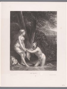 Daphnis og Chloe bader Le Bain (titel på objekt) af Joseph Rose Lemercier