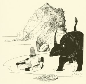 Parseen begynder at spise sin kage (gravering) af Joseph Rudyard (after) Kipling