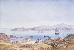 Korfu fra øen Vidho, 1789 (wc) af Joseph Schranz