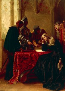 Abdikation af Mary Queen of Scots i Loch Leven Castle, ca. 1850 (olie på lærred)
