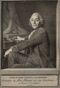 Portræt af Christophe-Gabriel (Christophe Gabriel) Allegrain (1710-1795) fransk billedhugger - gravering efter maleriet af Joseph-Siffrein Duplessis af Joseph Siffred (after) Duplessis
