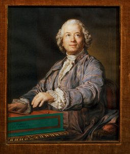 Komponisten Christoph Willibald Gluck ved spinettet (gouache på pergament)