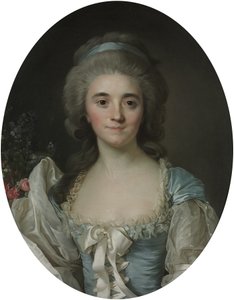 Portræt af Comtesse de Provence (1753-1810), i halv længde, i en turkis kjole med hvide blonder og bånd af Joseph Siffred Duplessis