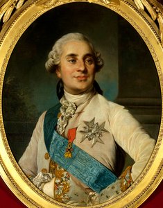 Portræt af Louis XVI (1754 - 1793), konge af Frankrig. Maleri af Joseph Siffred Duplessis (1725-1802) (Joseph-Siffred, Joseph Siffrede, Joseph-Siffrede, Joseph Siffrein, Joseph-Siffrein) af Joseph Siffred Duplessis