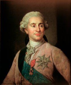 Portræt af kongen af Frankrig Ludvig XVI (1754-1793) iført insignier af Det gyldne skinds orden, maleri af Joseph Siffred Duplessis (1725-1802) (Joseph-Siffred, Joseph Siffrede, Joseph-Siffrede, Joseph Siffrein, Joseph- Siffrein) 1700-tallet M