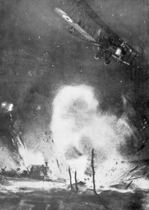 Britisk luftbombardement over de tyske linjer, Første Verdenskrig, 1914-1918 1926 af Joseph Simpson