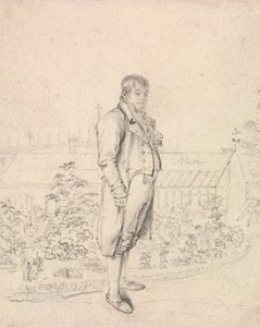 En skitse af Sir Walter Scott i en have af Joseph Slater