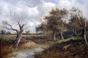 Landskab med døende træ (olie på lærred)
