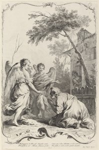 Abraham knæler foran de tre engle af Joseph Wagner