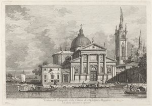 Visning af prospektet for kirken S. Giorgio Maggiore, 1742. af Joseph Wagner