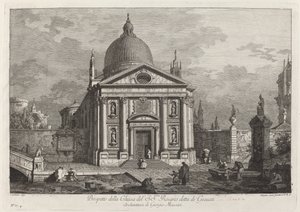 Prospekt for SS-kirken. Rosenkrans kendt som Gesuati af Joseph Wagner after Canaletto