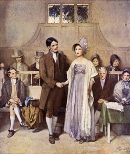 Et Quaker-bryllup, kærlighed og loyalitet (farve litho)