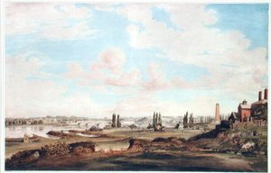 Udsigt over Philadelphia og Schuylkill-floden, ca. 1816 (akvarel på papir) af Joseph Watson