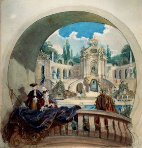 Forberedende tegning til lunette af loftet i audienssalen i Ludwig II